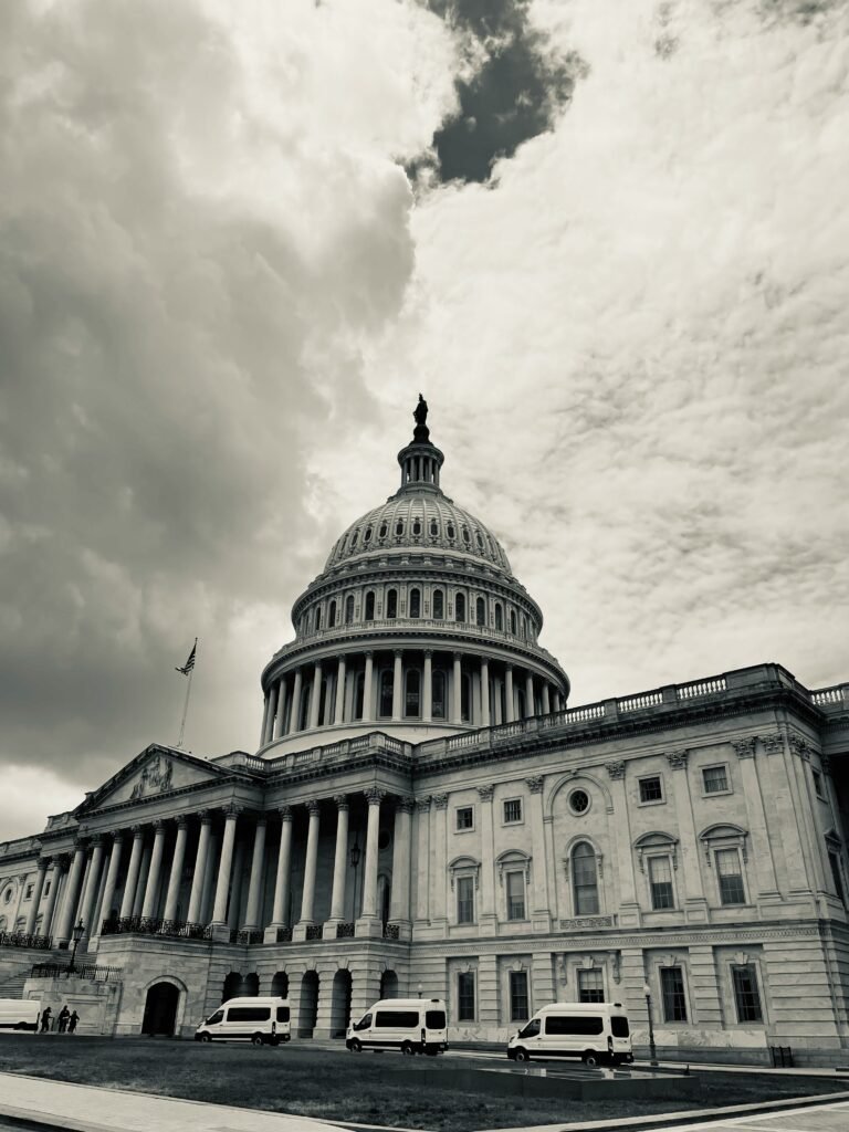 US Capitol building in black and white symbolizing the new Exile Act legislation