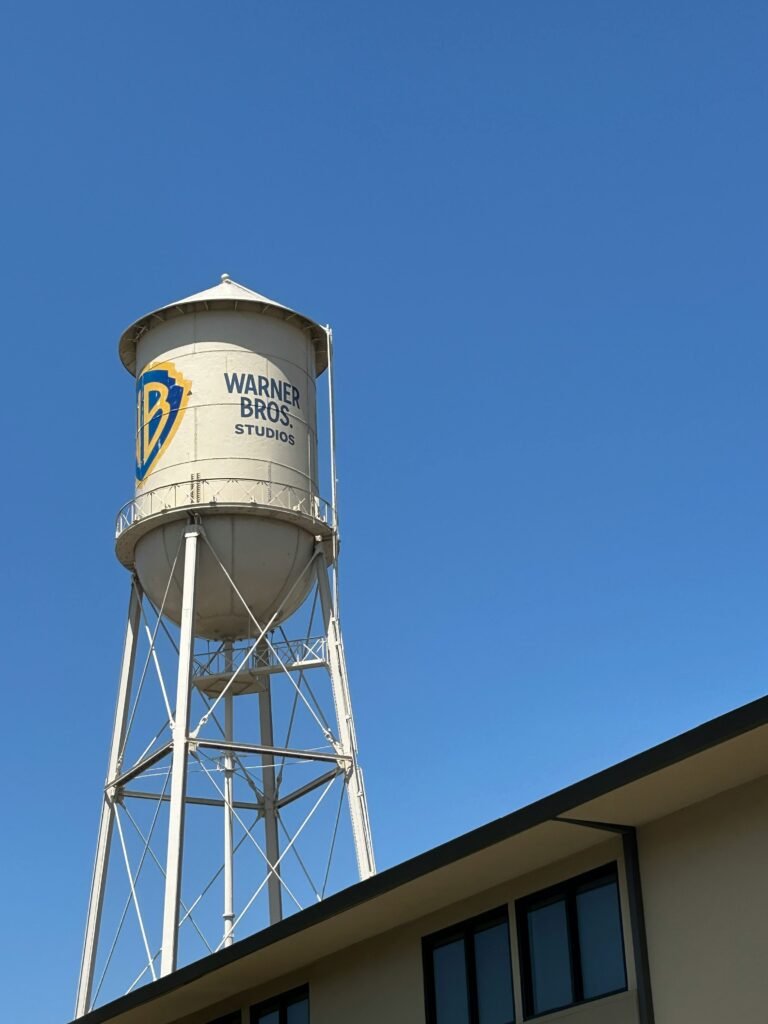 Warner Bros Paramount takeover highlighted by Warner Bros Studios tower in California