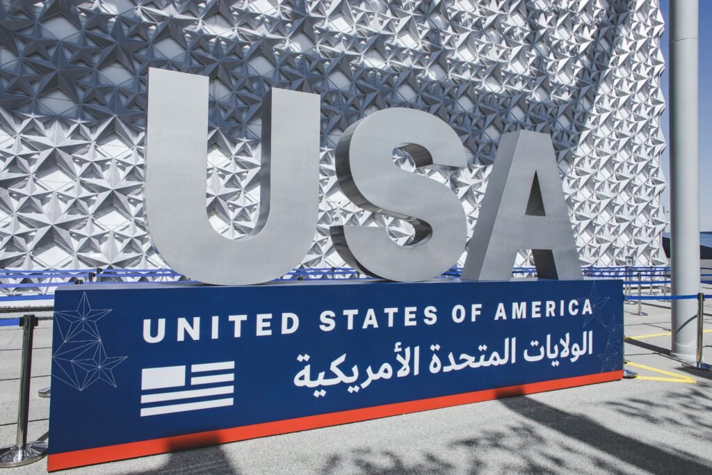 United States display sign related to U.S. Embassy Muscat shelter in place alert