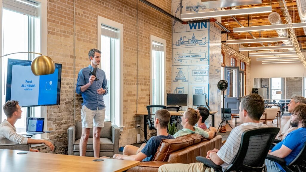 A startup team working in a modern office, representing the 2026 venture funding environment